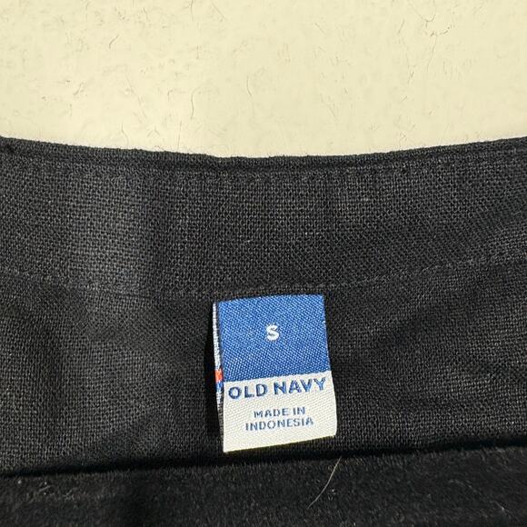 Old Navy Womens Small Sleeveless Linen Blend Crop Top Black Square Neckline - Picture 5 of 7